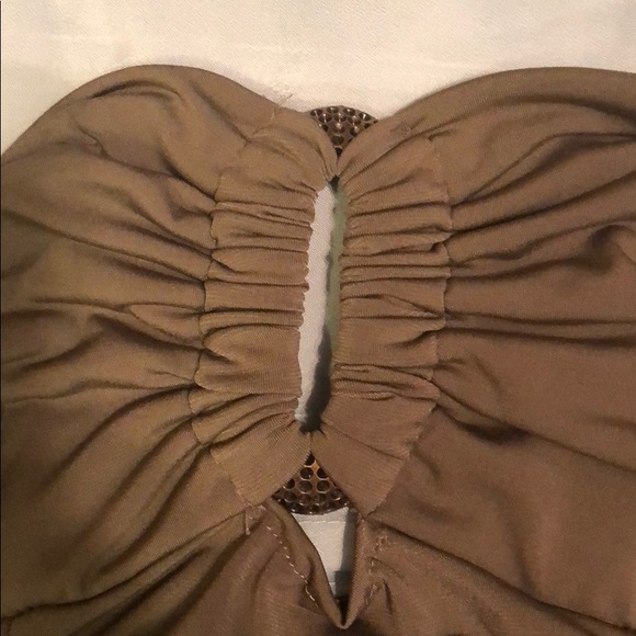 Dots Olive Green Strapless Ruching Detailed Top NWT - Picture 7 of 7